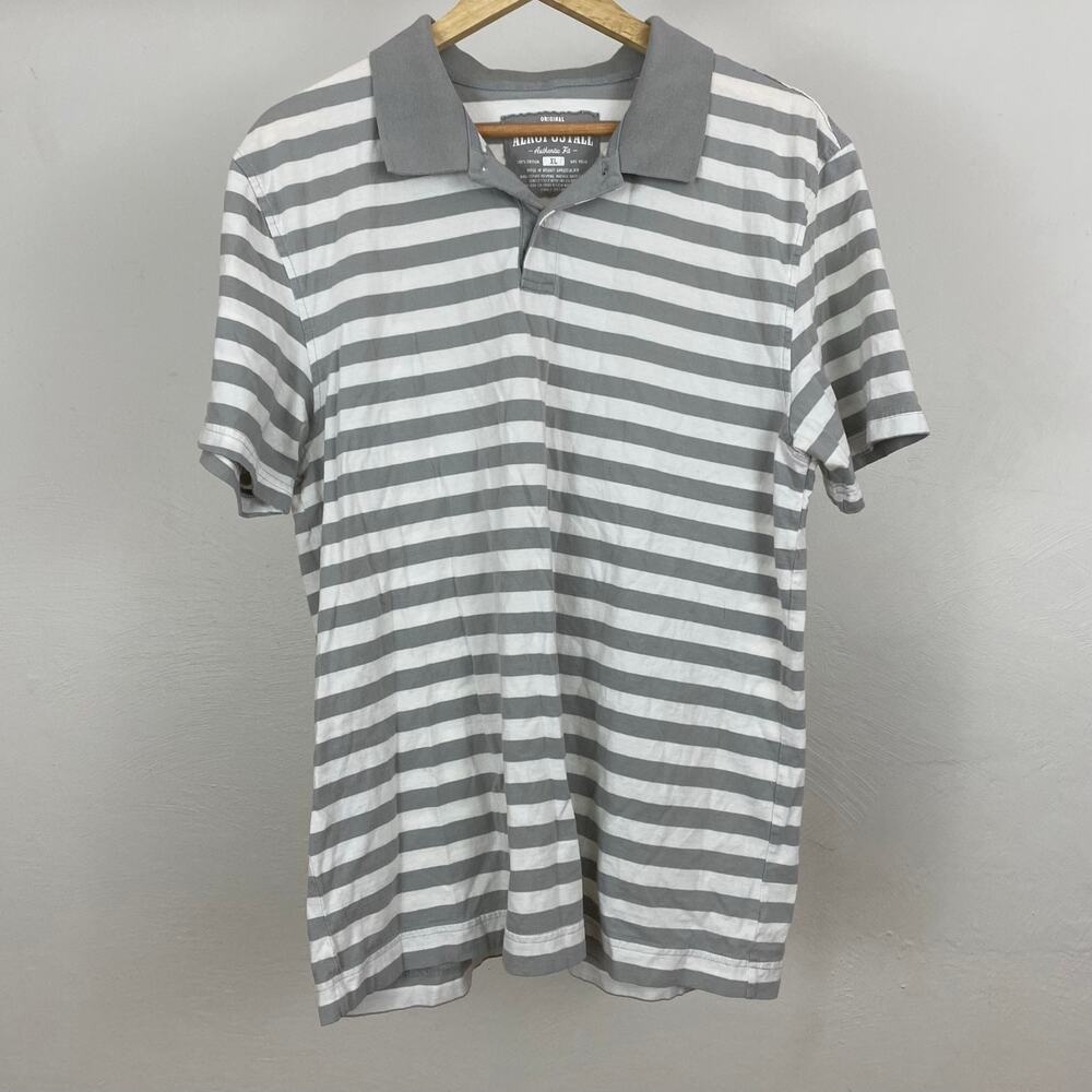 Aeropostale Aero Striped Polo Shirt - Gray Off-White Aeropostale - Size XL